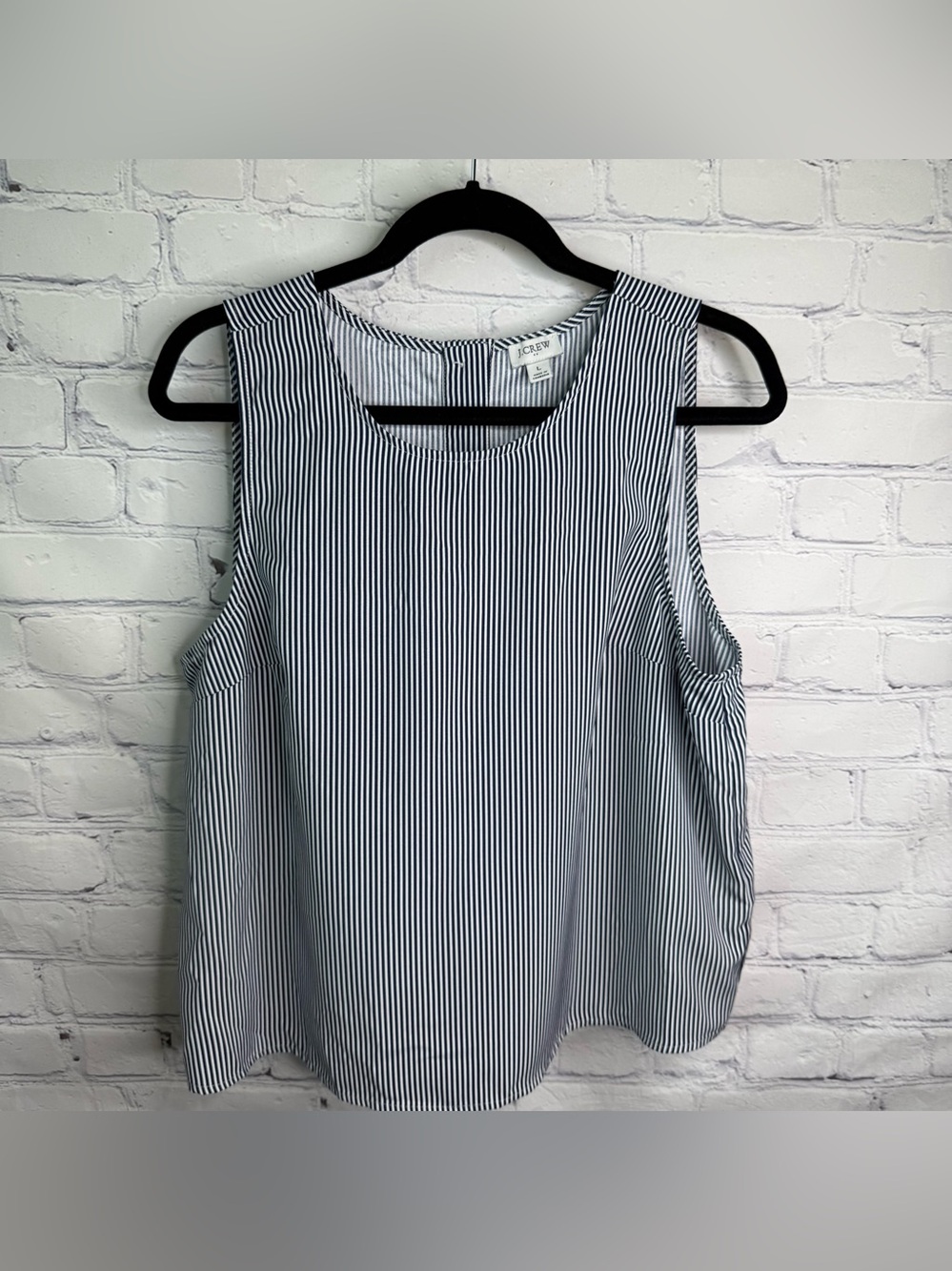J. Crew Sleeveless Nautical Striped Blouse Top Large Blue